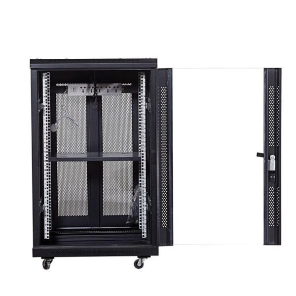 18U PDU Power Distribution Unit Rack Cabinet with RAL9005 Black Finish and Materials