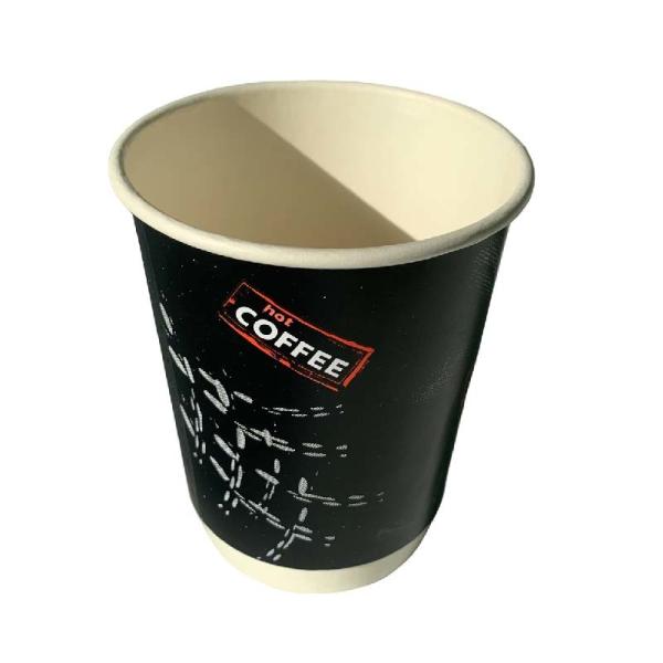 8 Oz Black Coffee Hot Drink Paper Cups Disposable PE Coated Double Wall