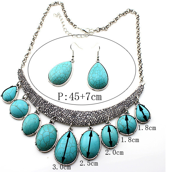 Nepal vintage style jewelry turquoise necklace Earring Sets