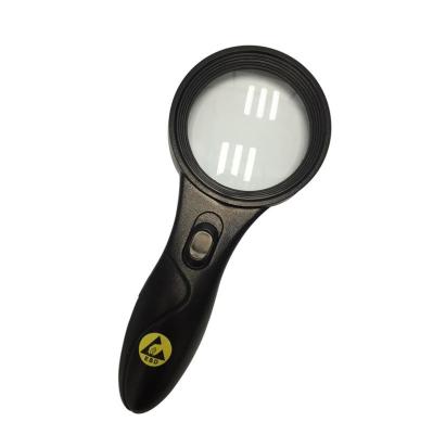 Anti baterias Handheld seguras estáticas da luz 2 do diodo emissor de luz da lente de aumento 62mm Diâmetro Lente 5X do ESD necessários