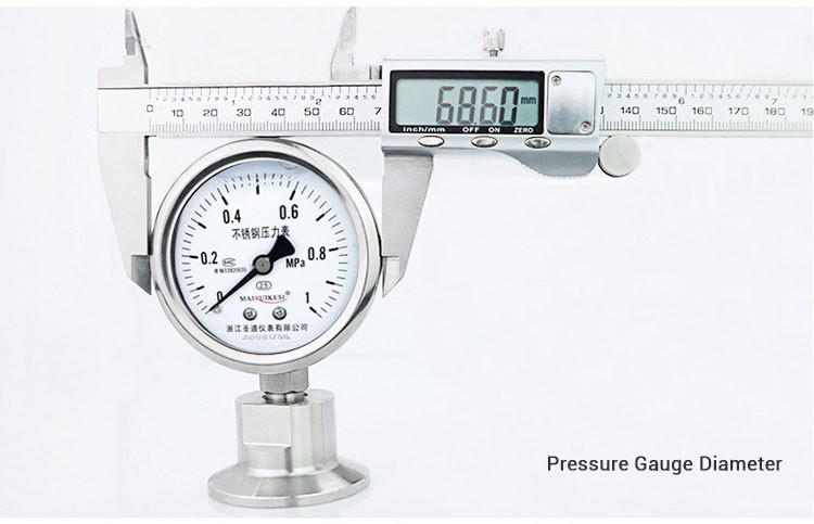 Sanitary Diaphragm Pressure Measuring Instruments Meter 6mpa Radial Pressure Gauge 50.5/64