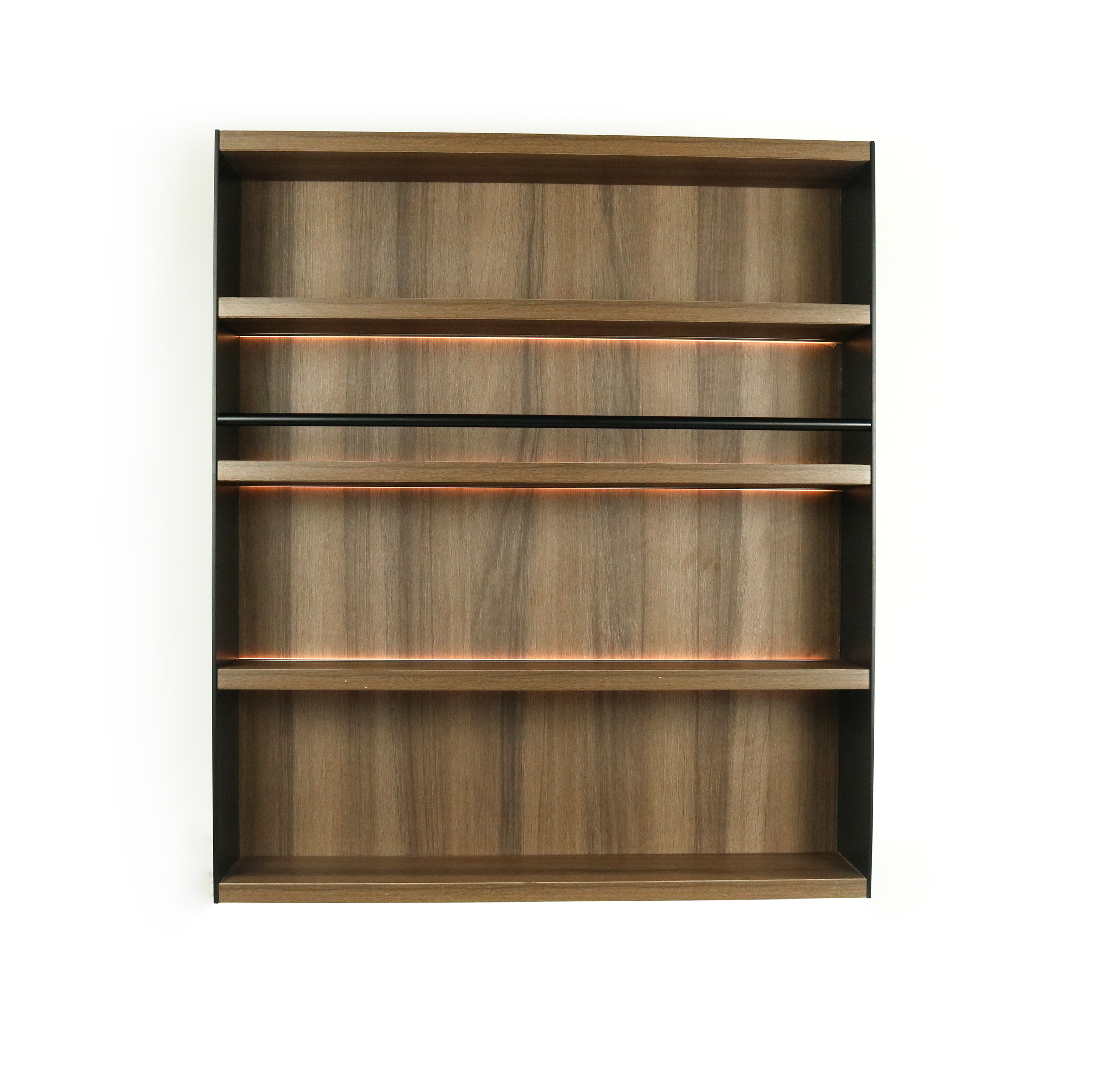 Italian Luxury Modern Kitchen Cabinet with LED Light MDF Storage Shelf Spice Rack Wooden Aluminum Panel