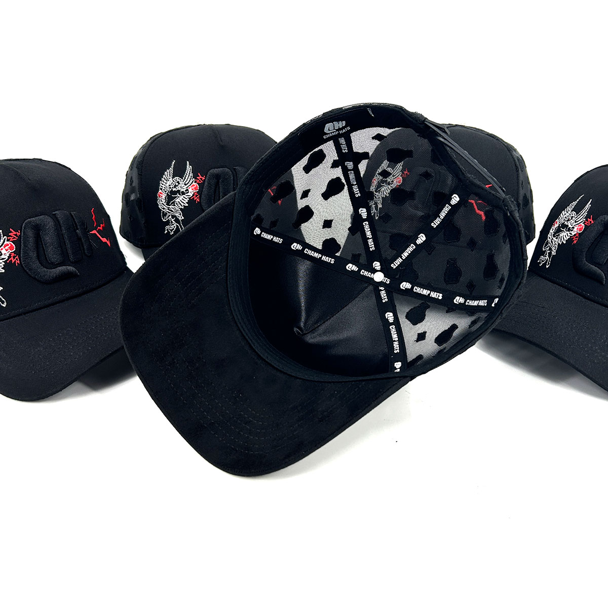 Full Embroidery Mesh Cotton 5 Panel Trucker Cap Patch Curved Brim Gorras Snap Back