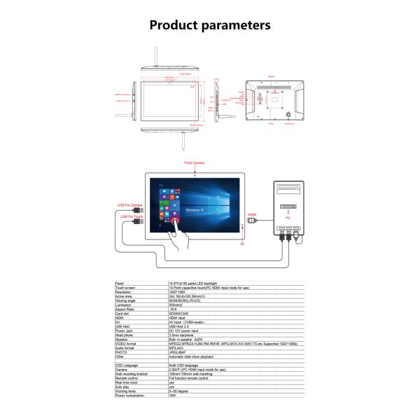 wall mount 15.6inch 1080p IPS Win 10 os tablet pc POE NFC RJ45 Wi-Fi Touch screen business advertising dipslay