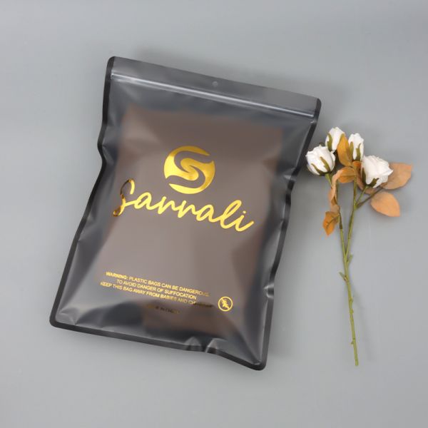 Long Biodegradable Clothes Frosted Plastic Packaging Ziplock Bag with Custom Size Accepted and Matte Poly Logo Clear