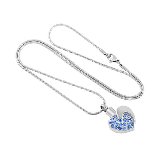 Heart Crystal Pendant Necklace Cremation Jewelry for Women Keepsake Ashes Locket Pet Urn Gift