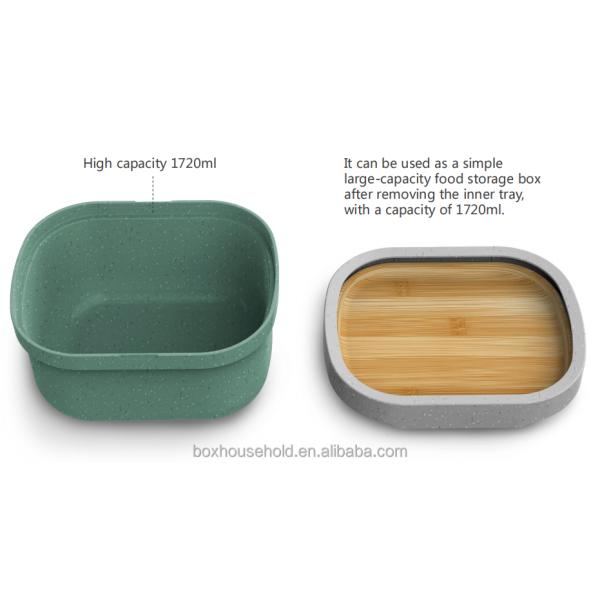 190*150*100 mm Microwavable Food Container Eco Custom Logo Color Separated Space BPA Free Bamboo Storage Box Container
