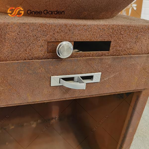 Wood Burning Corten Steel Outdoor BBQ Table Fire Pit Charcoal Barbecue Grill