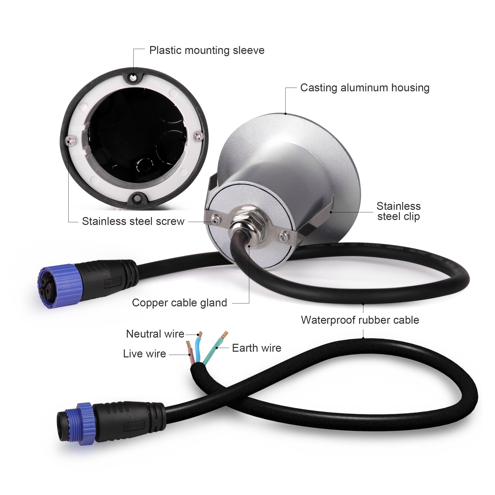 12VDC / 24VDC светодиодный встроенный стенный фонарь Mini IP65 встроенный лестничный свет