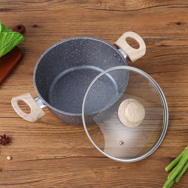 Various Models Grey Kitchen Cookware Sets Maifan Stone With Anti Heat Handle