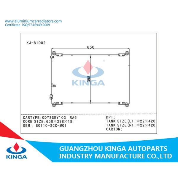 Auto Air Conditioning Condenser For Honda Odyssey 2003 RA6 OEM 80110-SCC-W01