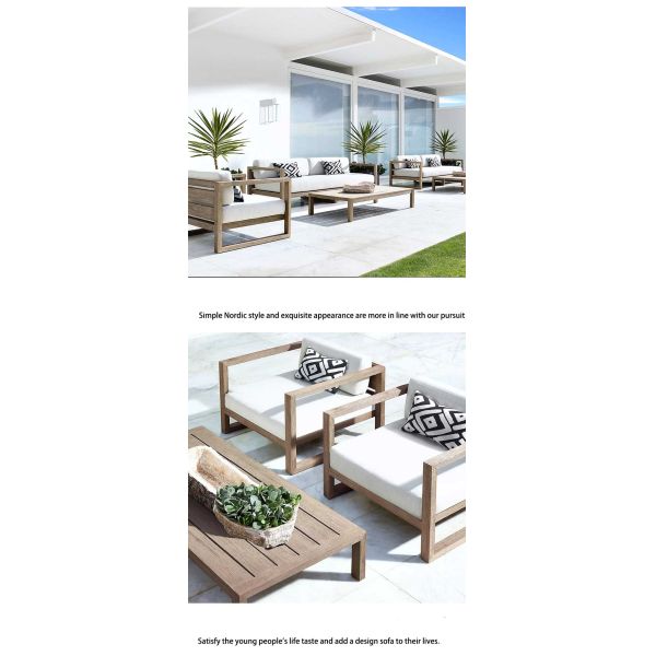 Luxury Teak Outdoor Furniture Patio Couch Modern Resort Outdoor Lounge Sofa Set