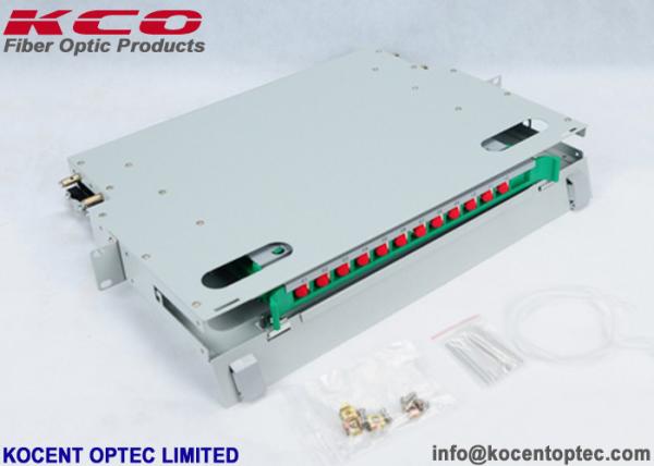 1U 12 Core Fiber Optic Patch Panel , Optical Termination Box For 19'' Distribution Frame