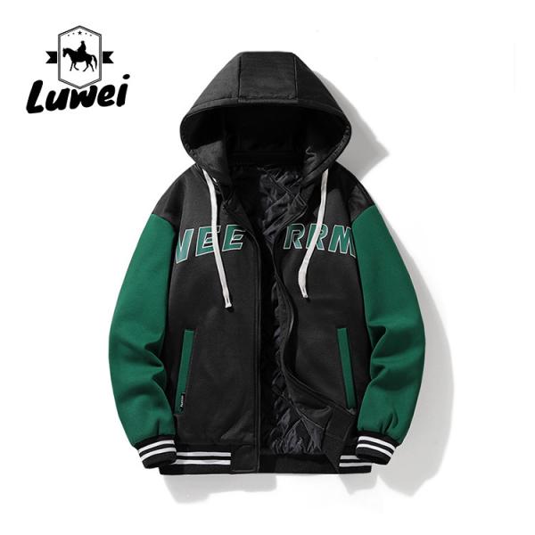Moda Hip Hop Streetwear Outdoor bordado utilitário motocicleta faculdade capuzado Baseball Homens Jaqueta com logotipo personalizado