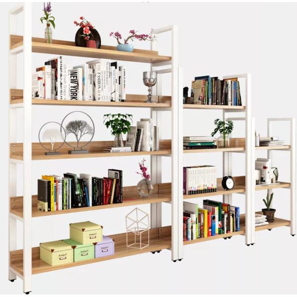 Adjustable Industrial Metal And Wood Book Shelves Display Racks For Library