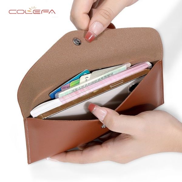 Colefa Korean Style New Arrival PU Leather Long Wallet for Women Ultra-Thin Minimalist Casual Coin Holds Phone Soft Bag Clutch