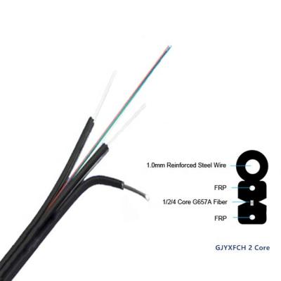 Cabo pendente 2 da fibra ótica exterior do núcleo FTTH com membro de força de FRP