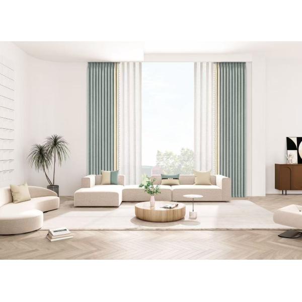 Tailored Double Layer Polyester Window Valance Curtains Readymade For Living Room