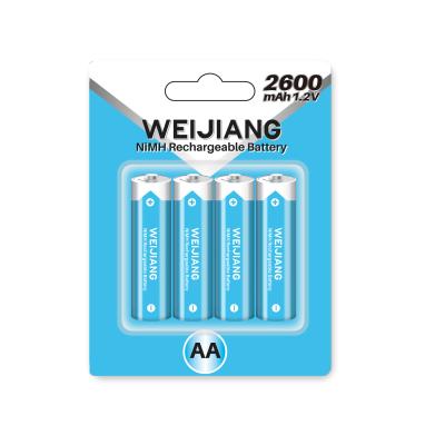 Alta Qualidade 1.2V AA 2600mah Nimh Bateria recarregável Ni-mh