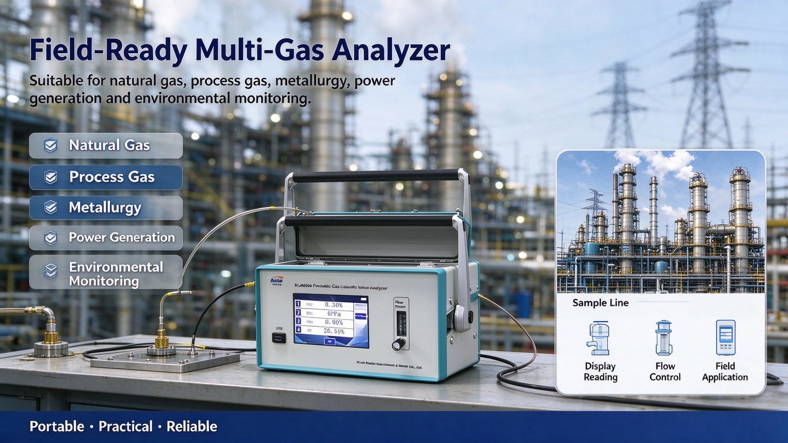 Portable Calorific Value Analyzer High Accuracy Multi Gas Detector For CO H2 CH4 CO2 O2