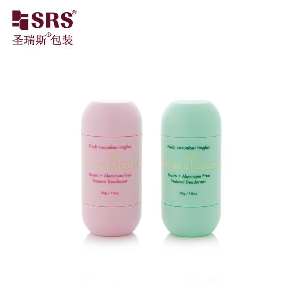 D054 SRS 30ml Deodorant Stick Case: Custom Tinted PP PCR Recycled Deodorant Packaging (Blush & Sage Hues)