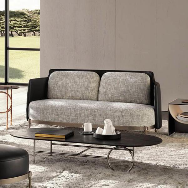 Grey Modern Fabric Sofa Set Bronze Base Finish Legs For Hospitality Contexts