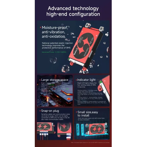 Active Balance BMS for 8s-17s Batteries with Bluetooth and LCD