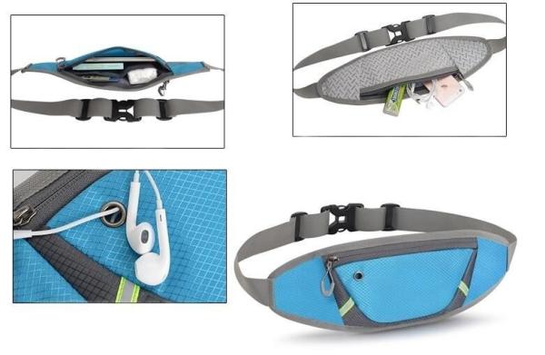 Nylon Material Sport Waist Bag With Headphone Cable Through Hole