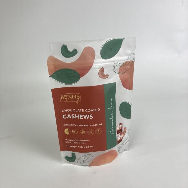 Custom Printed Plastic Matt Finish Stand Up Zipper Bags for Cashews Food Grade Snack Packaging Bags