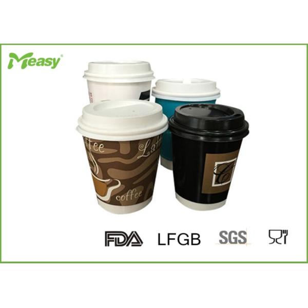 Double wall disposable coffee cups with Lids , double wall hot drink paper cups heat insulation
