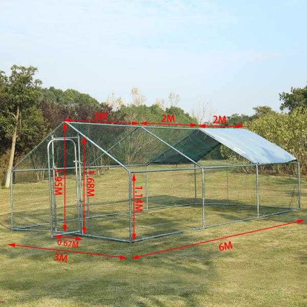 Large Walk In Chicken Cage Run Chicken Coop Run House Shade Cage 4x3m with Roof Cover Backyard
