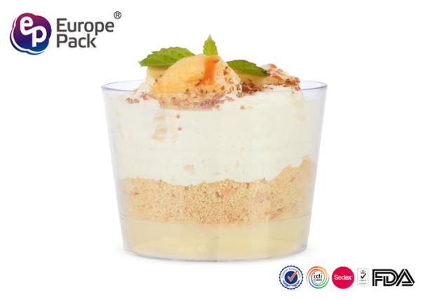 Recycle Food Packing Disposable Plastic Dessert Cup 190Ml Round Shape