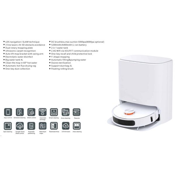 AI LINE LASER LDS ROBOT VACUUM CLEANER WITH ALL FUNCTION ROTARY MOP