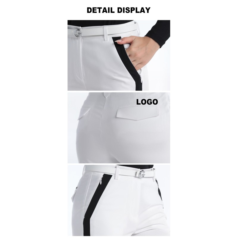 Custom OEM Women Slim Flare Golf Pants Split Hem Sport Pants Invisible Zipper Pockets