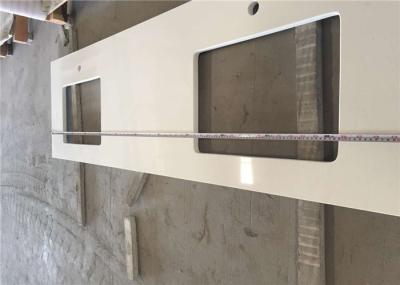 Pure White White Quartz Countertop , Precut Kitchen Countertops For Double Sink Cooking Top