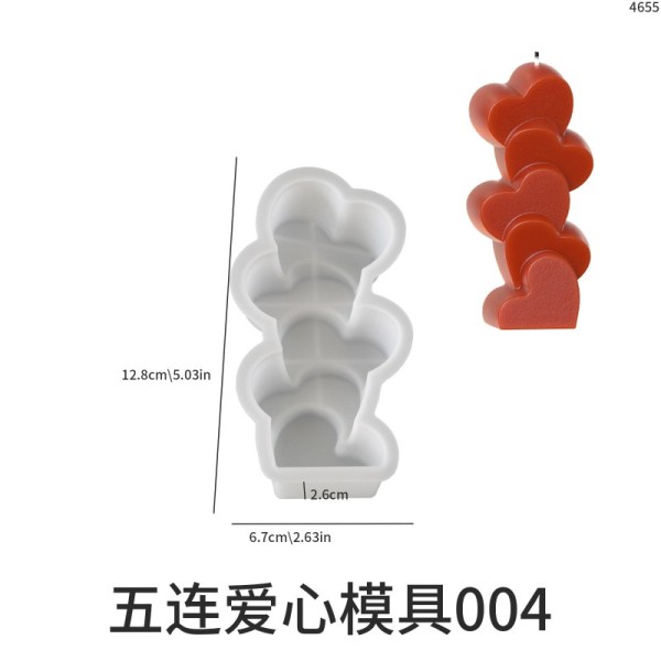 DIY Drip Glue Mold Multi connected 3D Daisy Flower Love Aromatherapy Candle Silicone Mold Wholesale
