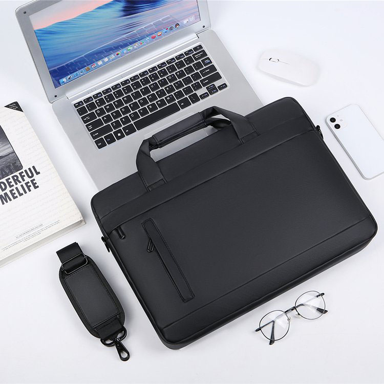 For Laudtec Portable Business Waterproof Laptop Bag 15.6 Inch Pu Leather Nylon Briefcase Multi-Size Compatible Commuting Carrier Wholesale OEM/ODM/Private Label