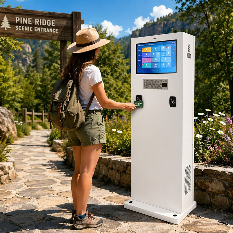 316 Stainless Steel 24 inch Outdoor Touch Screen Kiosk with RFID Card Reader and Keyboard