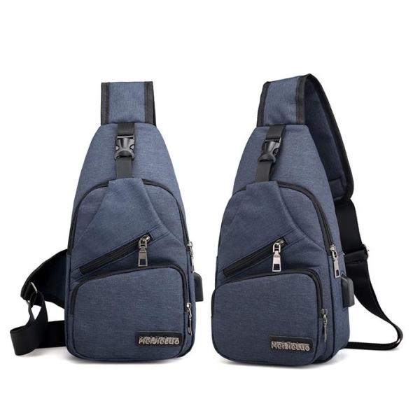 Zipper Closure Canvas USB Charging Anti-Theft Chest Bag for Men on Short Trips