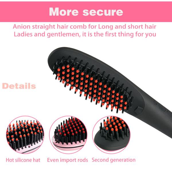 Ceramic Electric Home Hair Straightener Comb Brush With PTC Heating Plate