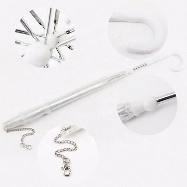 Custom Foldable Waterproof White Transparent Pet Plastic Umbrella with Aluminum Handle