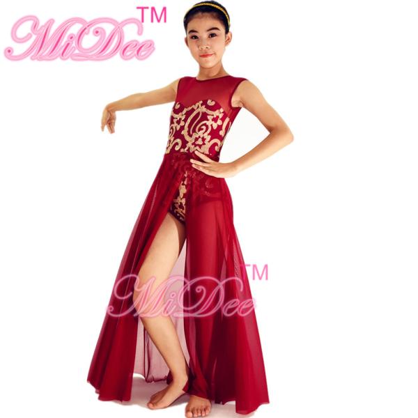 Fancy Floral Sequin Bodice Dress , Sleeveless Floor Length Dress With Leotard Under