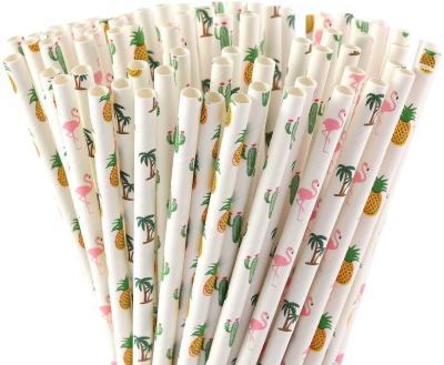 Hawaiian Tropical Party Pineapple 12mm Paper Straws Luau Decorations
