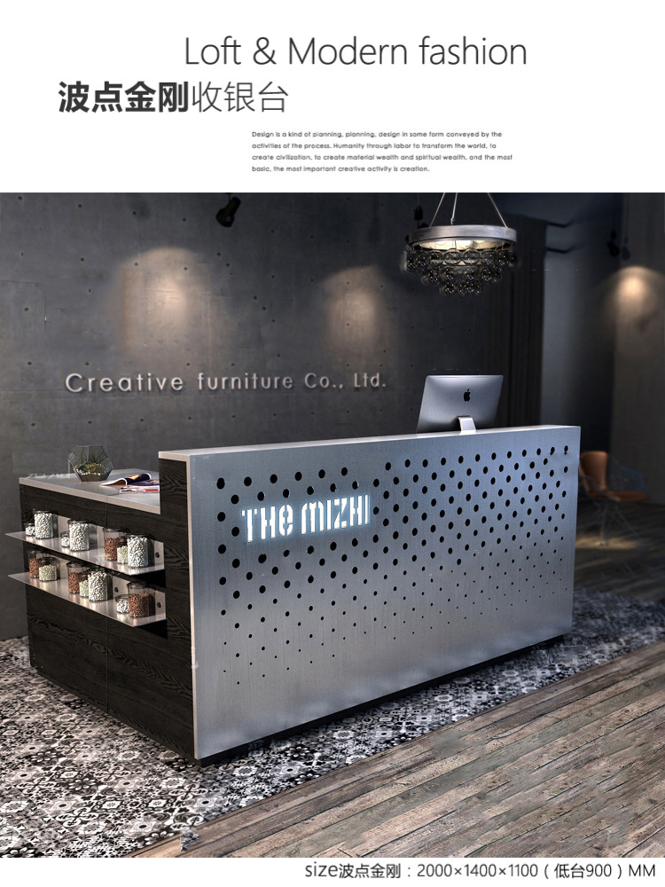 Cashier Checkout Reception Desk Custom Design for Stainless Steel Store Counter Table