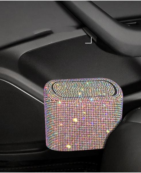 Shiny New Car Hanging Garbage Collection Dual Purpose Portable Diamond-encrusted Trash Can