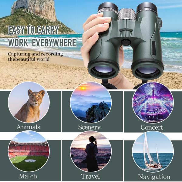 Hollyview 8X42 10x42 Roof Prism Binoculars For Adults Bird Watching Travel Stargazing