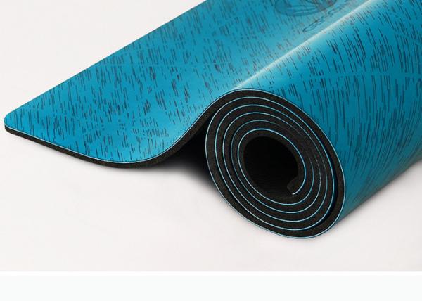 Custom Printing PU Natural Rubber Yoga Mat Wet Absorbance Blue Color