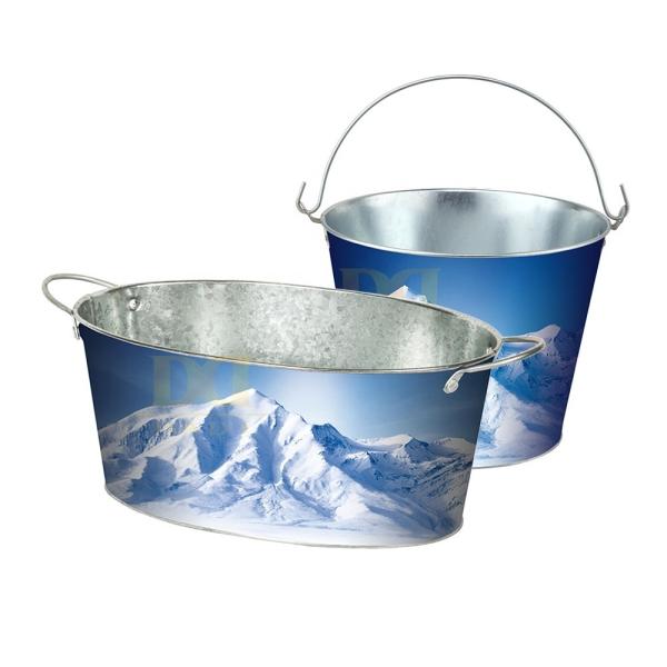 DADI Portable Wine Chiller Tinplate Metal Ice Bucket OEM/ODM Beverage Chiller Tub For Beer