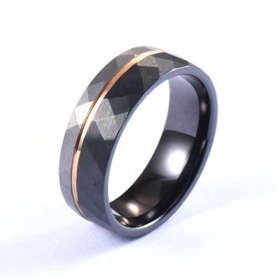 Rose Gold And Black Plated Tungsten Ring Faceted Finished 8mm For Men'S Wedding Gifts