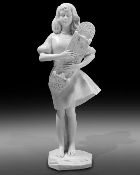 Indoor art exhibition marble sculptures beautiful girl stone statue,stone carving supplier